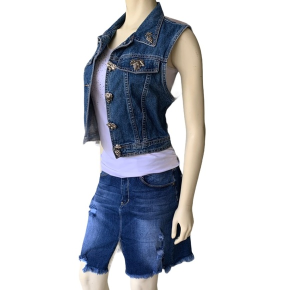 Ks More High-Rise Destroyed Split Front Mini Skirt - Picture 7 of 9